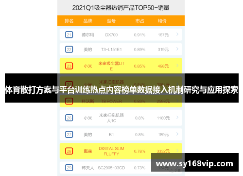 体育散打方案与平台训练热点内容榜单数据接入机制研究与应用探索
